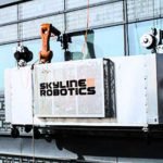 Robots are Performing Cleaning Duties to Wash the Window of Skyscrapers